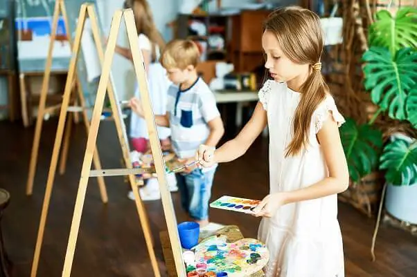 Children drawing with inspiration